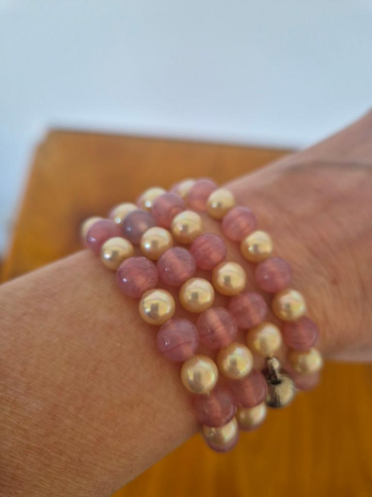Armband/ Ketting Parels met rozenkwarts, Ophalen of Verzenden, Roze, Overige materialen