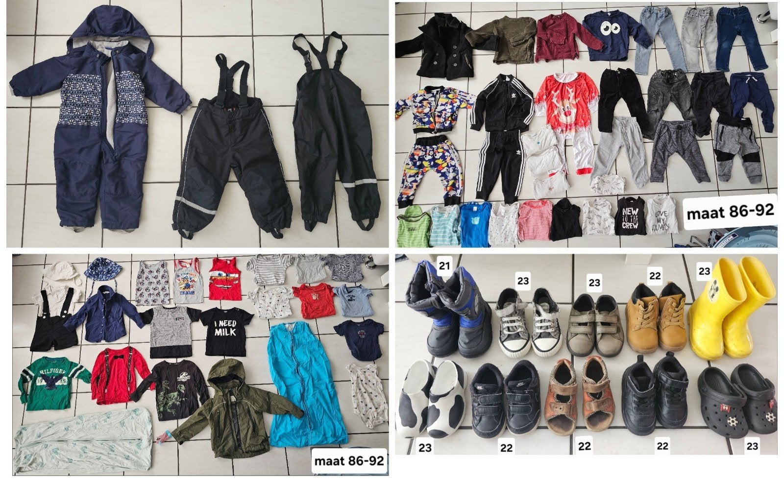 Kledingpakket jongen maat 86-92 Zomer winter skipak schoenen, Ophalen of Verzenden, Gebruikt, Maat 92