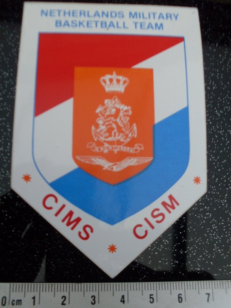 sticker netherlands military basketball team cims cism logo, Verzenden, Zo goed als nieuw, Bedrijf of Vereniging