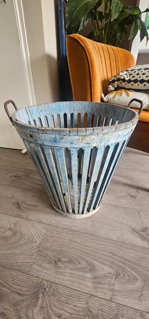 Antieke Franse oogstmand - Decoratieve houten mand, Ophalen