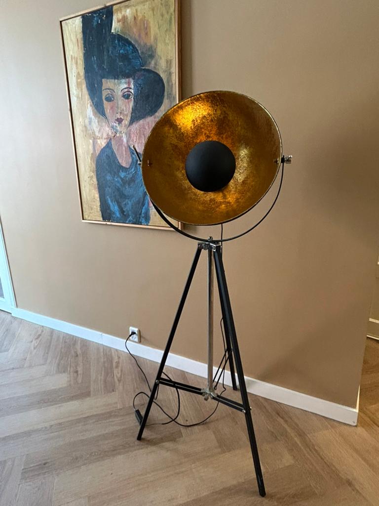 Vloerlamp studiolamp rond goud, Ophalen, Zo goed als nieuw, 150 tot 200 cm