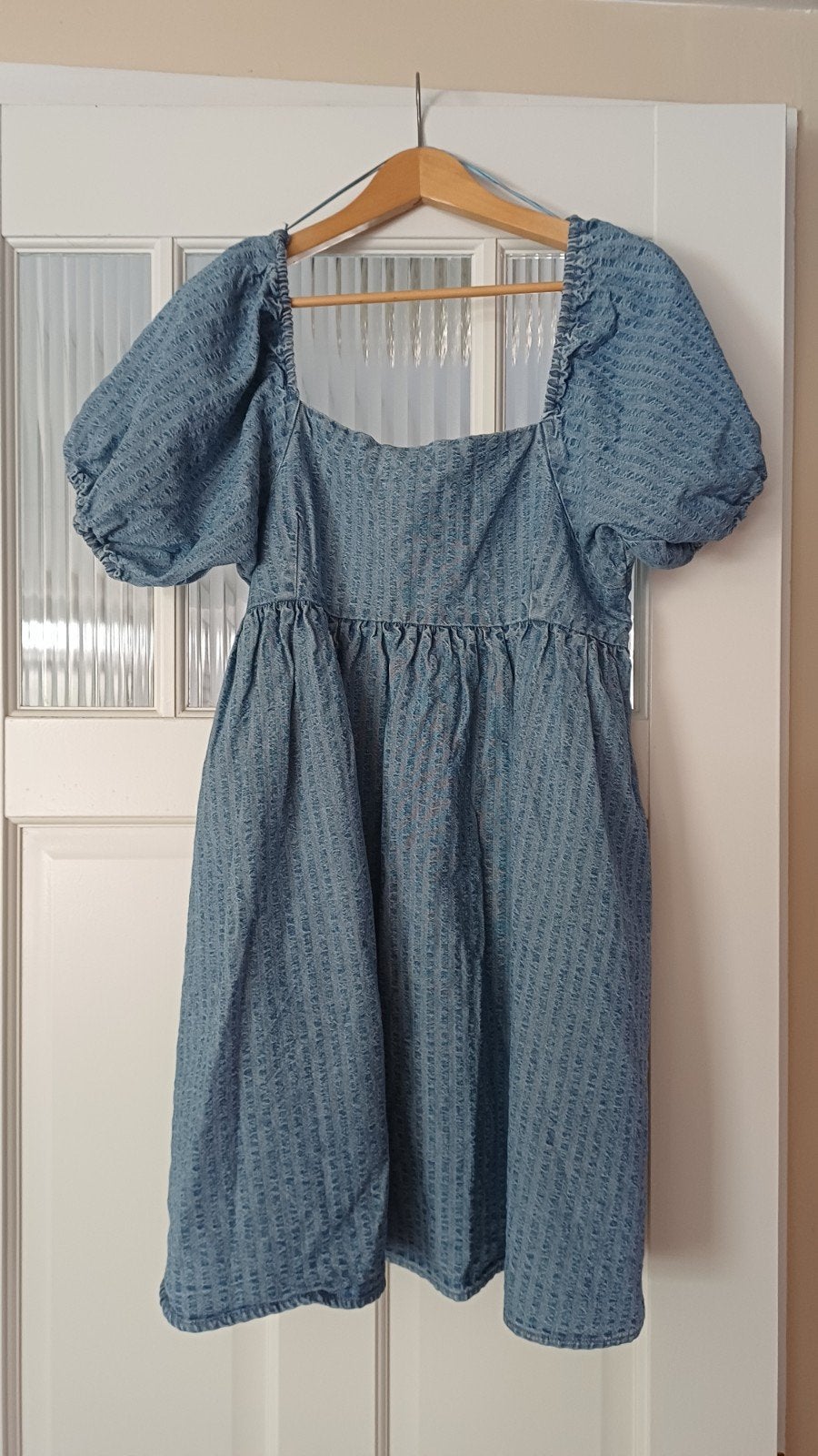 Levi's denim jurk met pofmouwen, Blauw, Maat 42/44 (L), Ophalen of Verzenden, Zo goed als nieuw