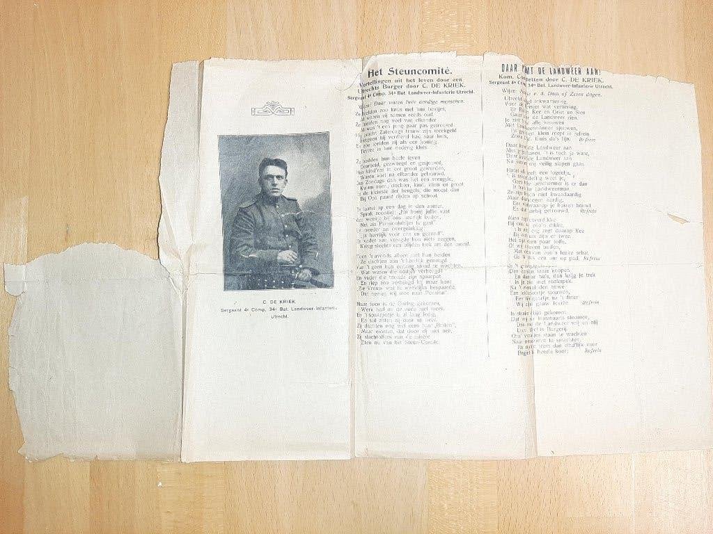 Landweer Infanterie Utrecht Mobilisatie 1914 C. de Kriek, Ophalen, Gebruikt, Voor 1940, Prent