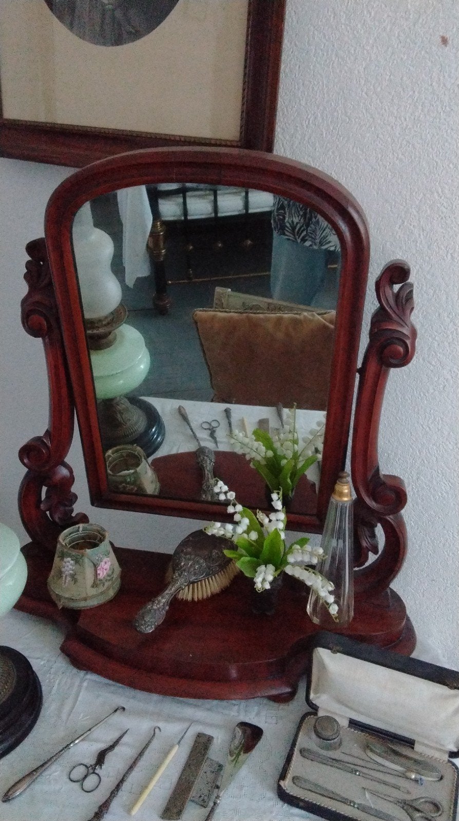 antieke kapspiegel, Ophalen, Rechthoekig, Minder dan 50 cm