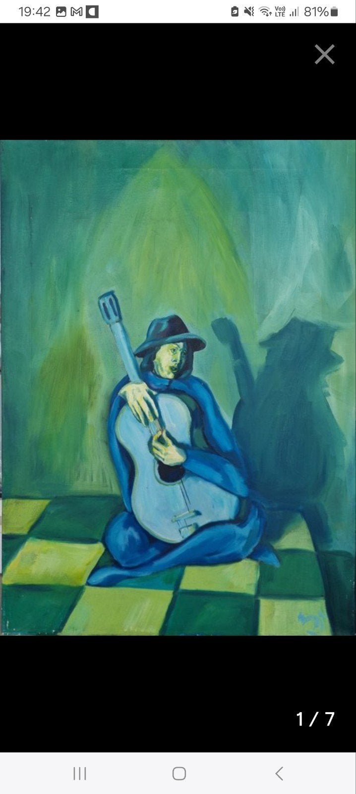 Origineel Strasenmusiker Ivo Komarek (1949), Antiek en Kunst, Kunst | Schilderijen | Klassiek, Ophalen of Verzenden