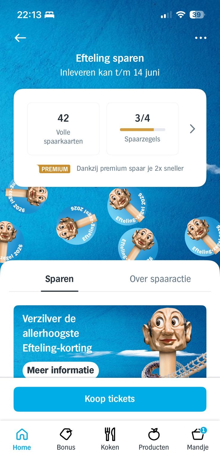 AH Efteling kaarten (42 stuks beschikbaar), Tickets en Kaartjes, Recreatie | Pretparken en Attractieparken, Drie personen of meer