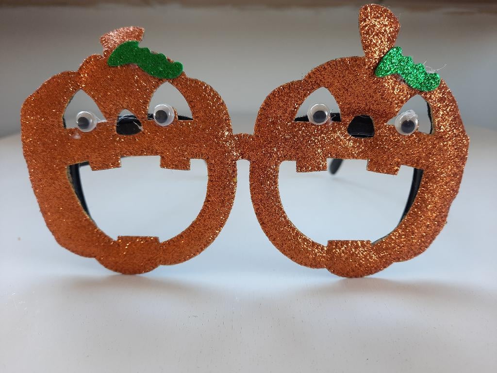 Halloween party bril pompoen met glitters, Ophalen of Verzenden, Nieuw, Halloween of Griezel