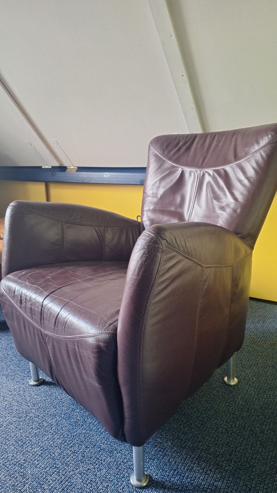 Leren fauteuil, Ophalen of Verzenden, Gebruikt, 75 tot 100 cm, 50 tot 75 cm