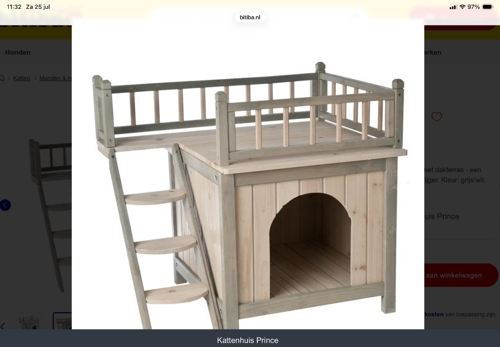 Houten kattenhuis, Dieren en Toebehoren, Ophalen, Zo goed als nieuw
