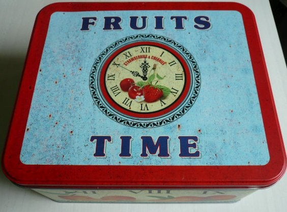 italiaans groot blik met KLOK. fruits time met vruchten, Ophalen of Verzenden, Zo goed als nieuw, Overige