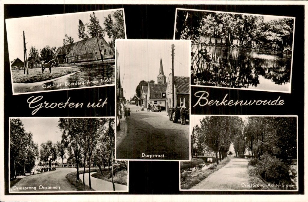 Berkenwoude - Dorpstraat - Groeten uit, Verzamelen, Ophalen of Verzenden, 1940 tot 1960, Gelopen, Zuid-Holland