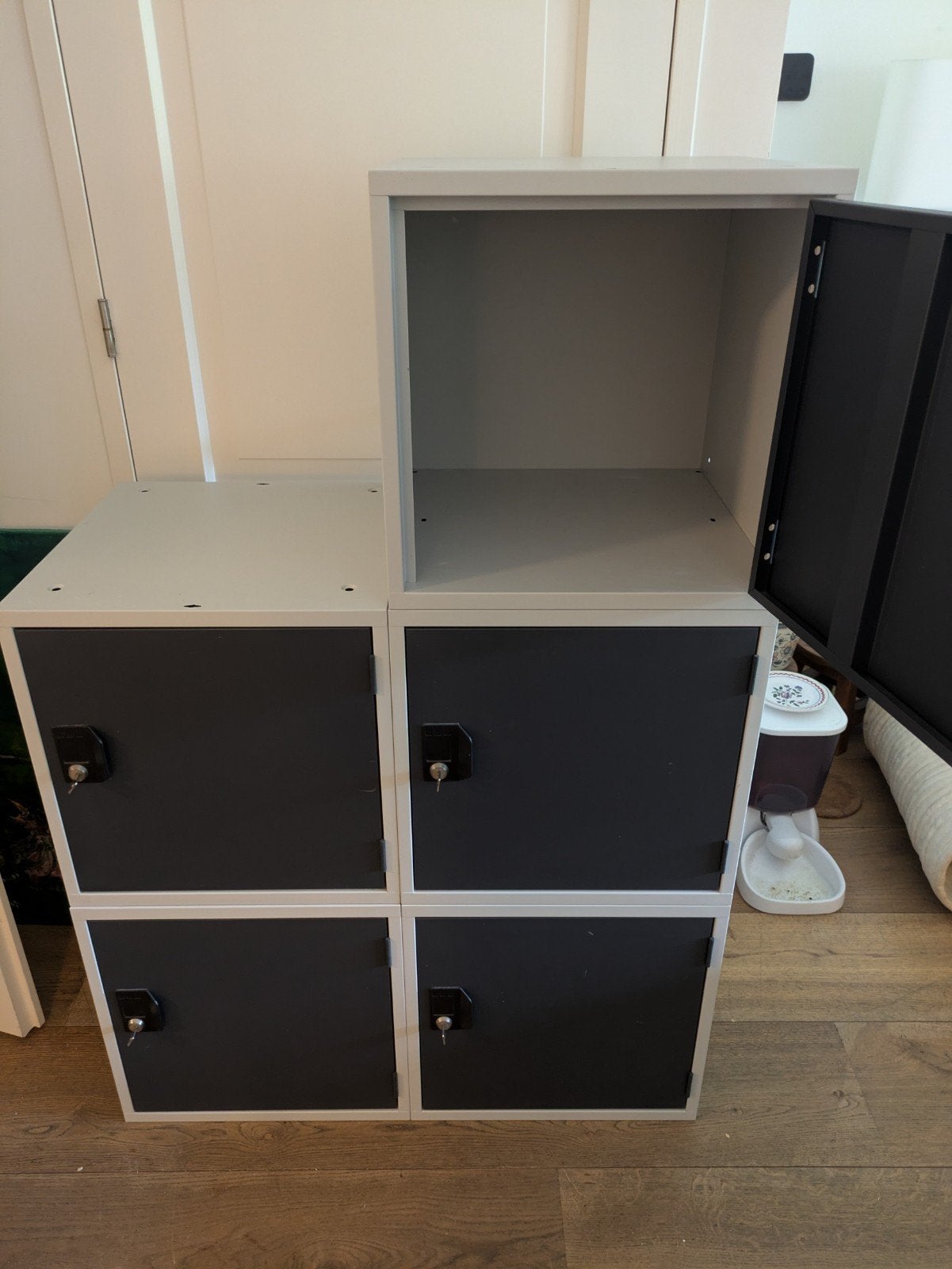 Modulaire Lockerkasten - Grijs/Zwart - Set van 5, Ophalen, Gebruikt, Modern, Industrieel, Functioneel
