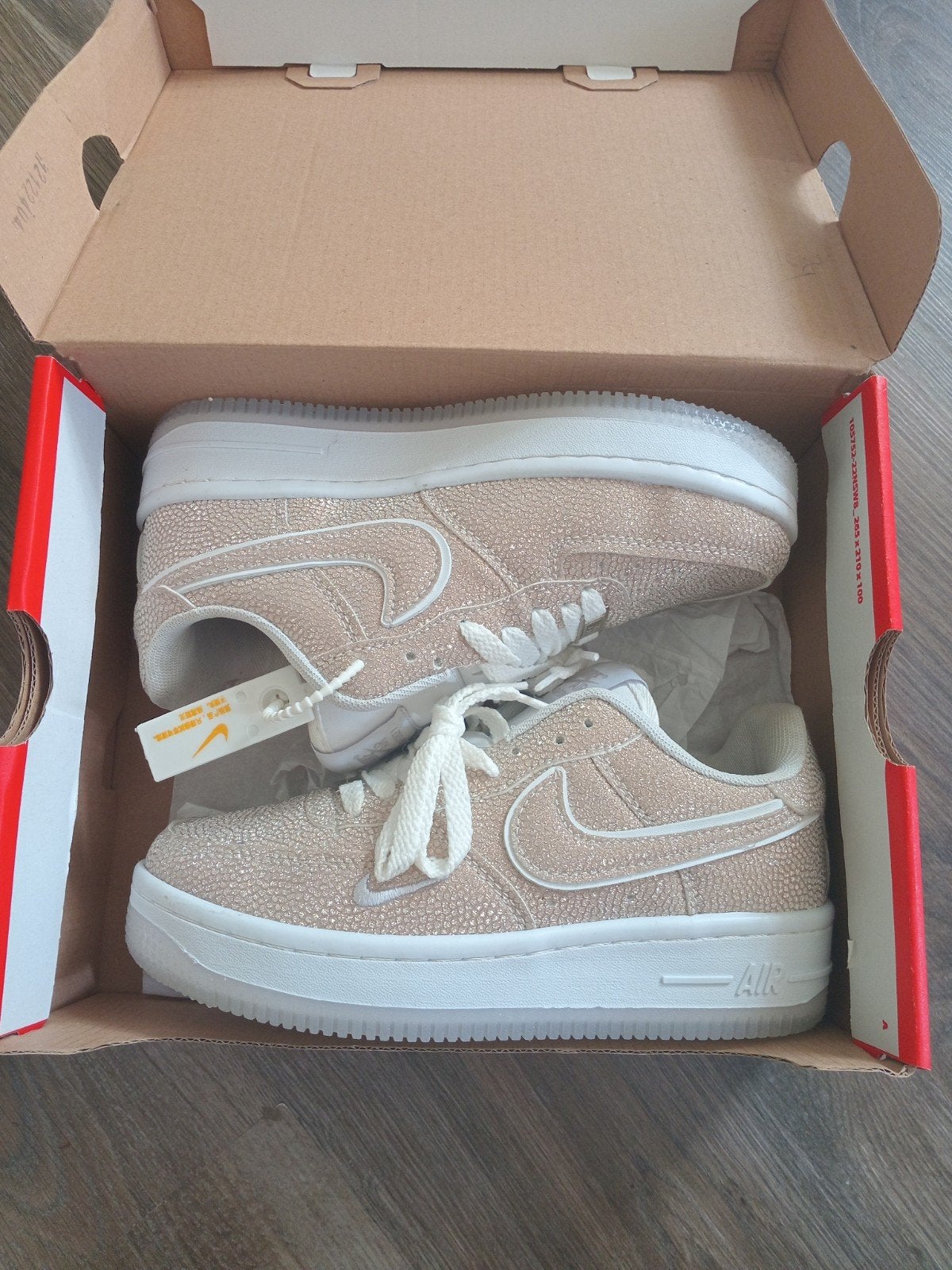 Nike Air Force 1 Special Edition Rose Goud Glitter Maat 36, Verzenden, Nieuw, Roze, Sneakers of Gympen