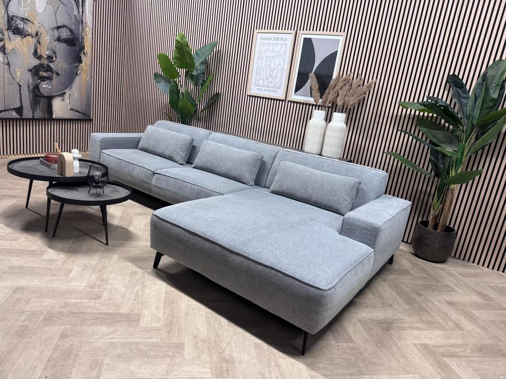 ZGAN JaxxChoice Trendy Hoekbank Mikk - Grijs - 330 x 175, Huis en Inrichting, -, -, Hoekbank, 300 cm of meer