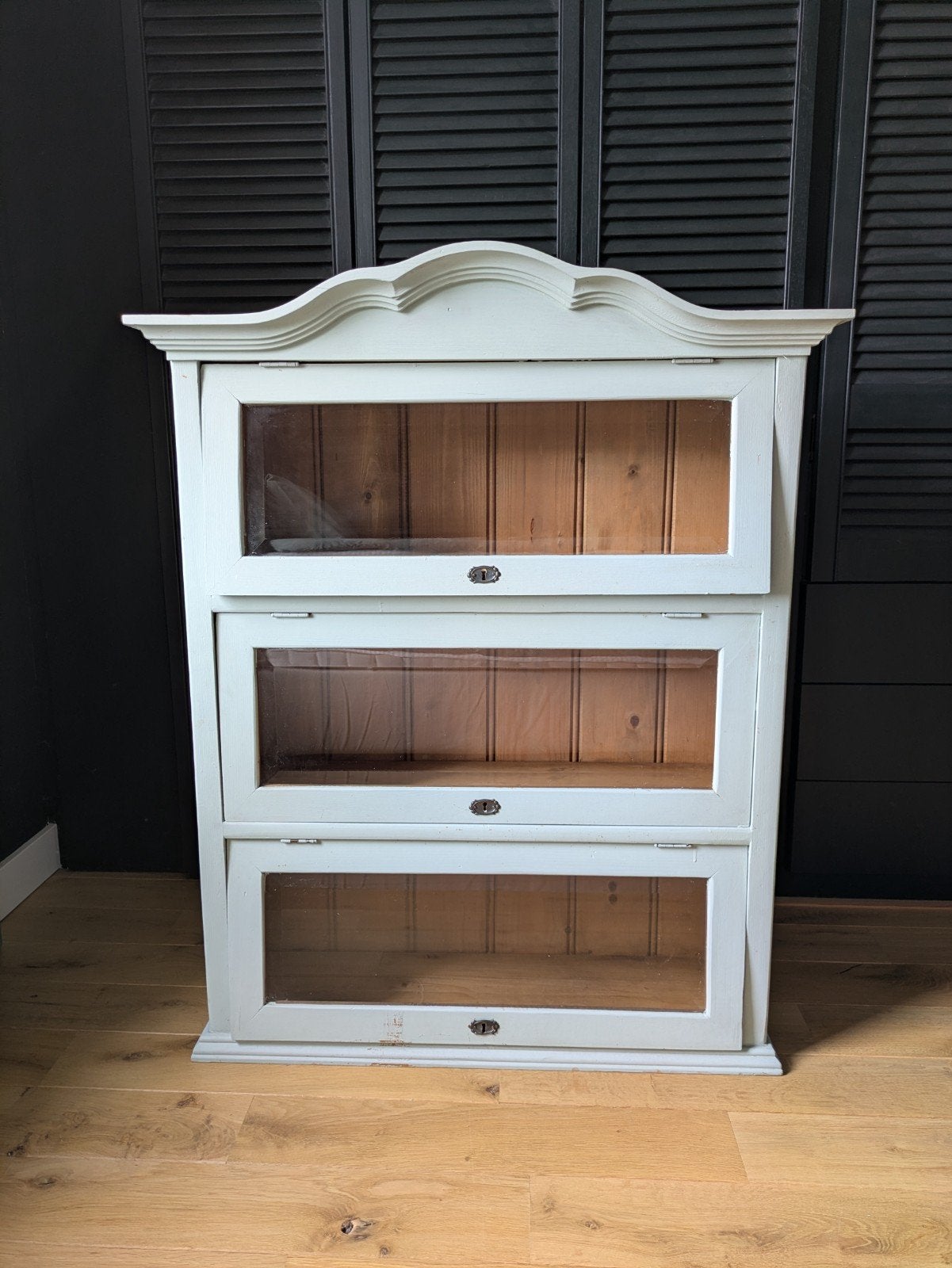 Antiek brocante grenen vitrine kruidenierskastje, Huis en Inrichting, Ophalen, Gebruikt, Met klep(pen), Minder dan 100 cm