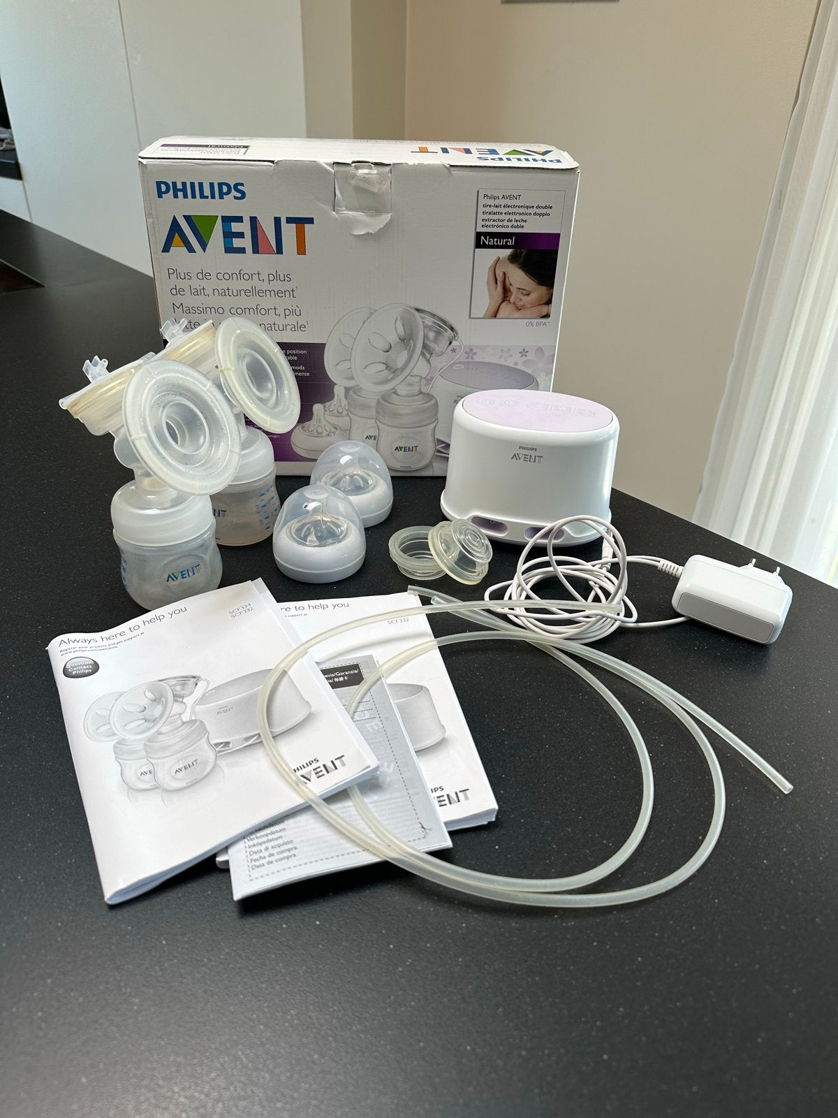 Philips Avent SCF 334 dubbele elektrische borstkolf, Dubbelzijdig, Borstkolf, Zo goed als nieuw, Philips Avent