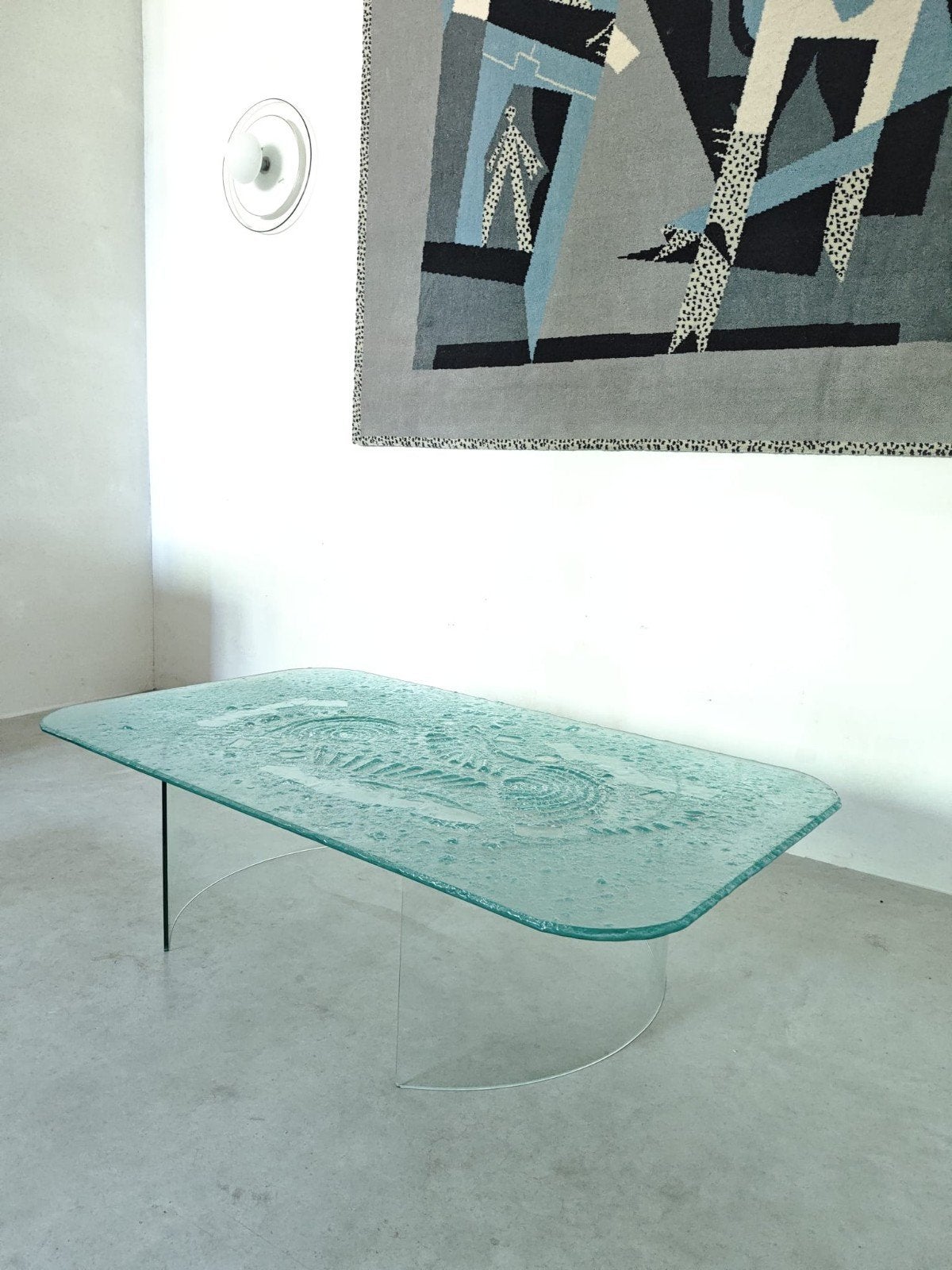 Brutalist Glazen Salontafel Heinz Lilienthal 1970's, Ophalen, 100 tot 150 cm, Mid Century Modern Design 1970:s, 50 tot 100 cm