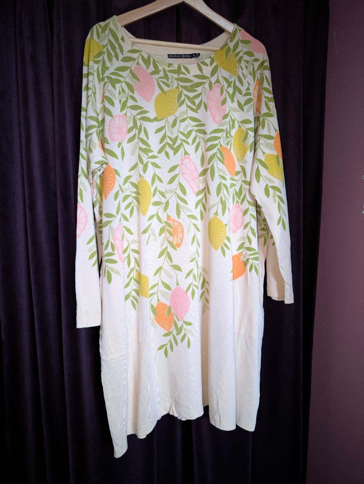 Gudrun Sjoden Tuniek - XL - Katoen/Lyocell - Citroenprint, Maat 46/48 (XL) of groter, Onder de knie, Meerkleurig, Verzenden