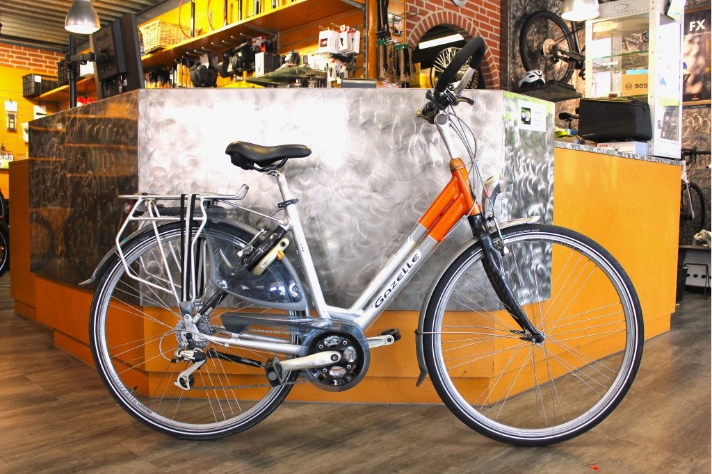 Gebruikte Gazelle Chamonix Lite hybride damesfiets 54 cm, 28 inch, Gebruikt, Velgrem, 47 tot 50 cm