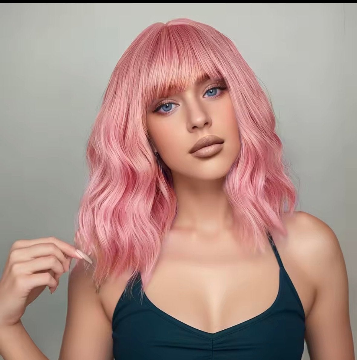 Roze Bob Pruik met Pony - Golvend Haar 30cm, Yarspa, Info@yarspa.nl, Nieuw, Ophalen of Verzenden