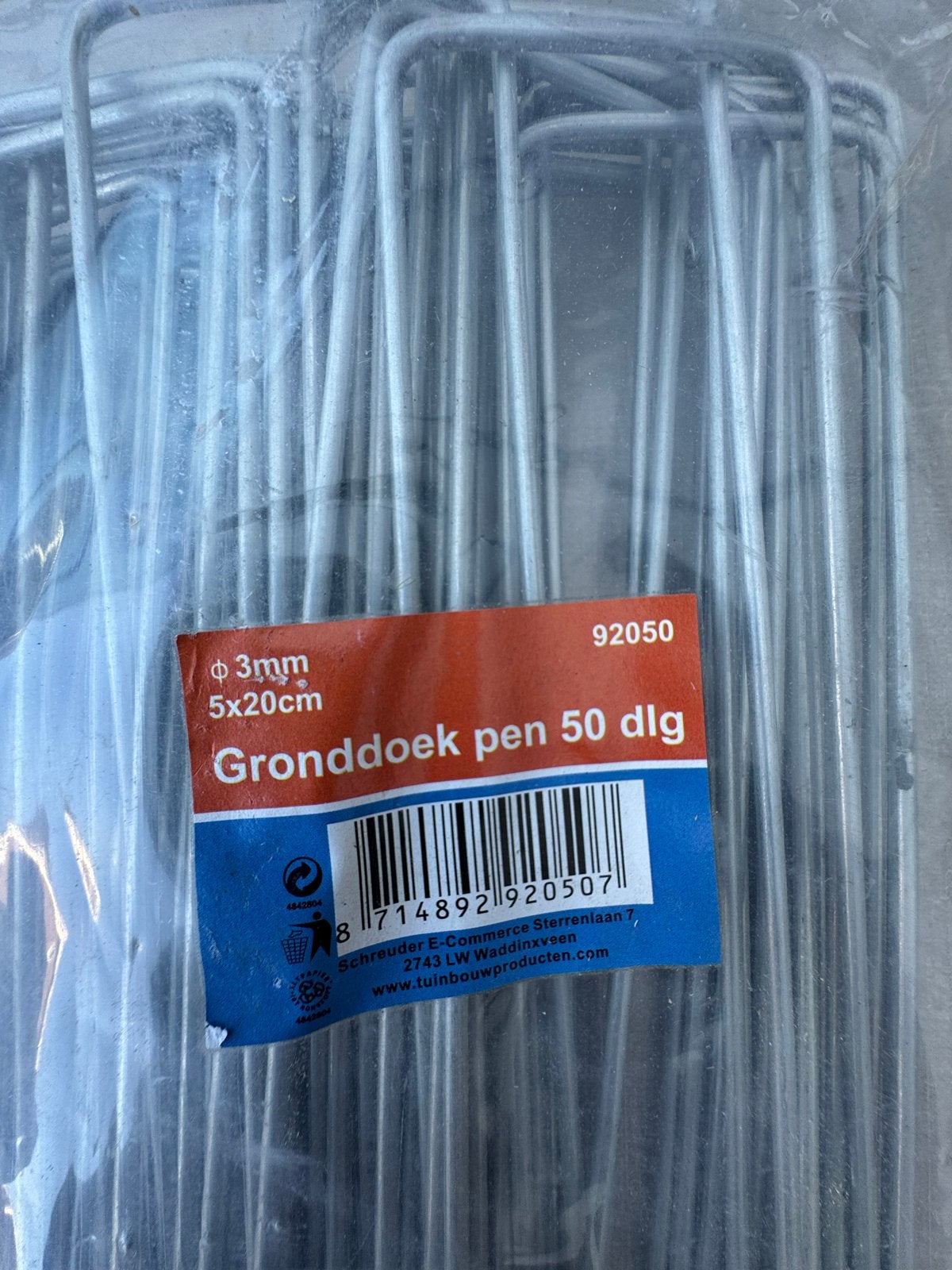 Gronddoek pennen 3mm x 5x20cm - 50 stuks, Tuin en Terras, Overige Tuin en Terras, Ophalen of Verzenden, Nieuw