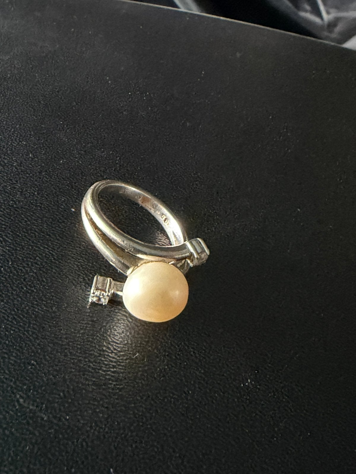 Ring zilver, Ophalen of Verzenden, Zo goed als nieuw, Dame, Met parel
