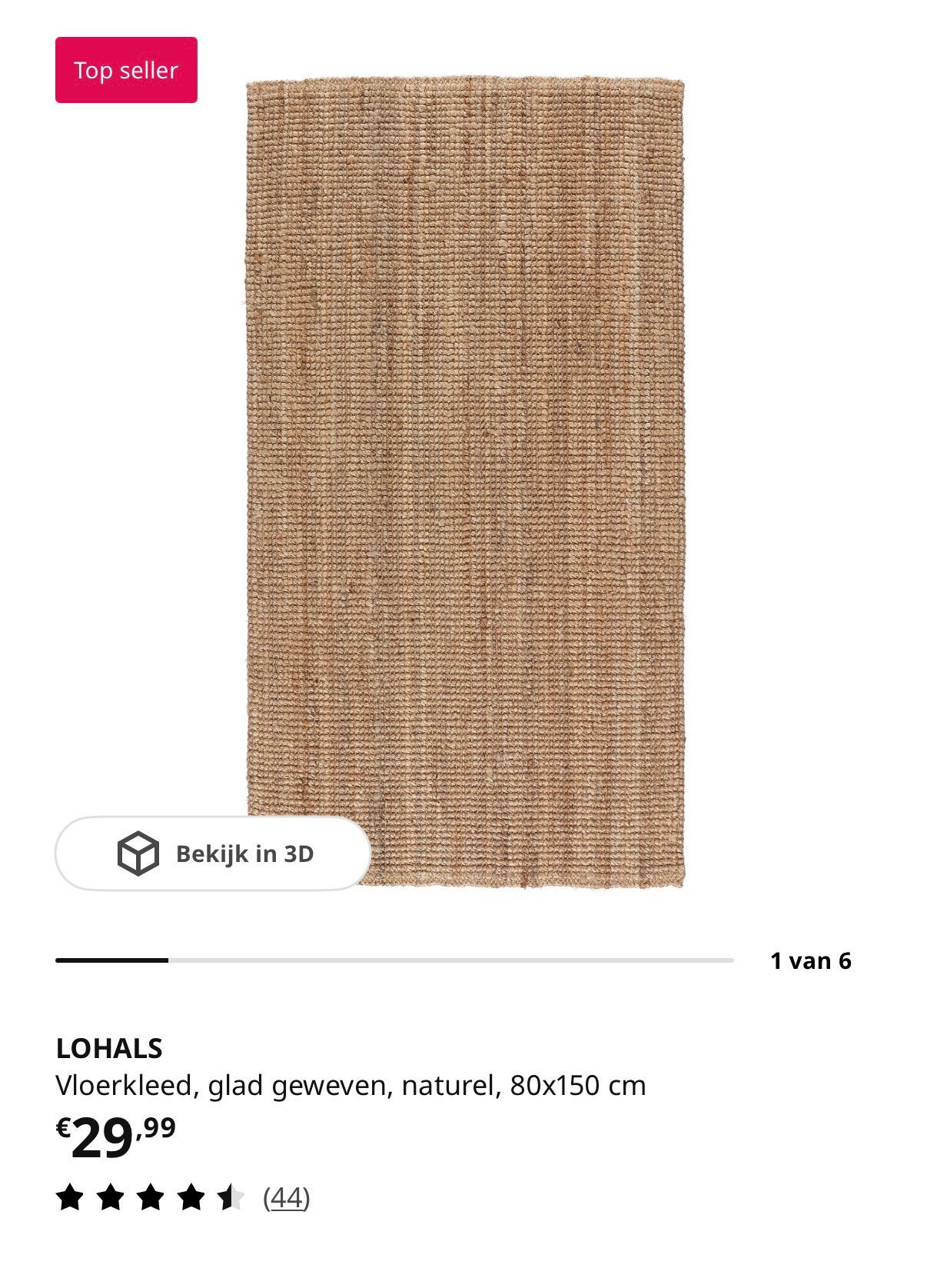 Vloerkleed ikea jutten 2x, Huis en Inrichting, Ophalen of Verzenden, Zo goed als nieuw