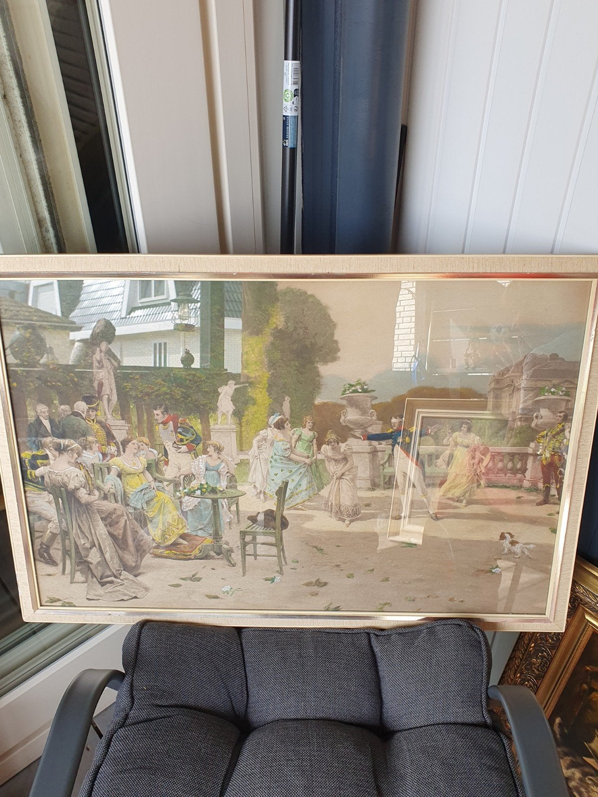 Mooi schilderij color engraving bieden, Ophalen of Verzenden, Zo goed als nieuw, Schilderij, 75 cm of meer