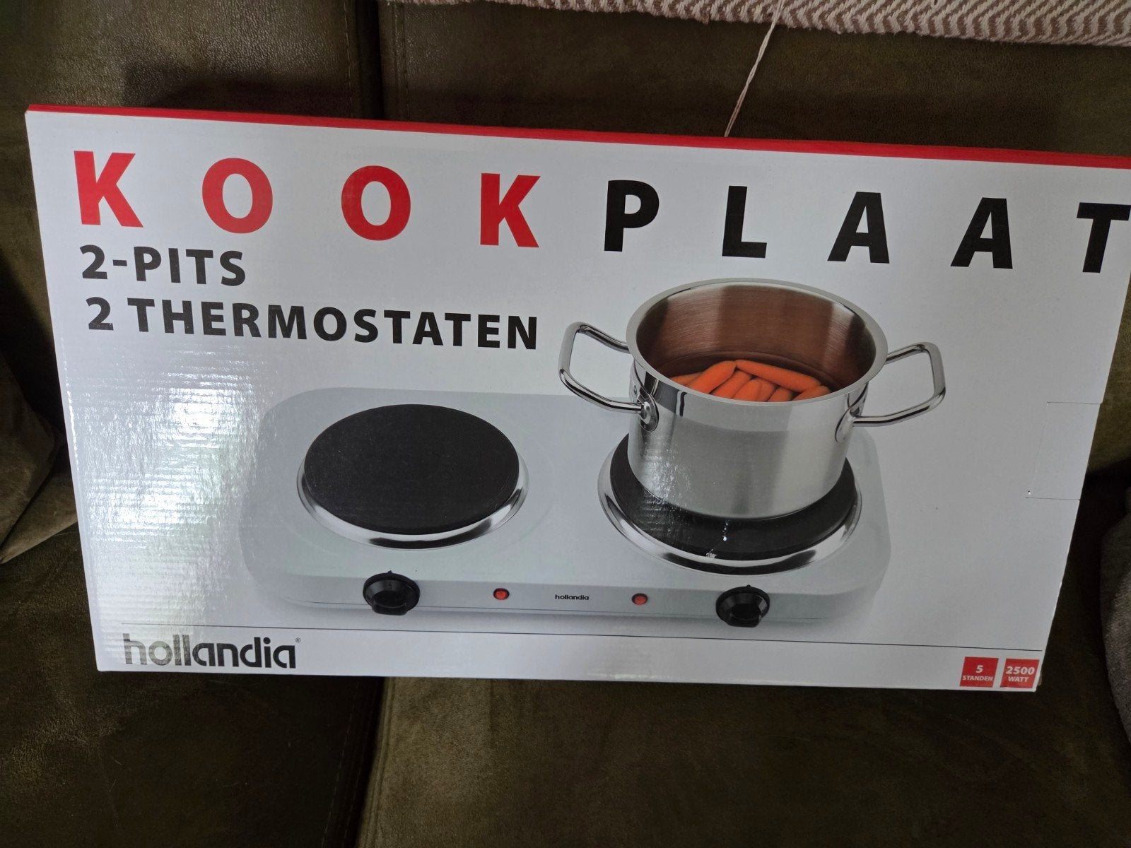 Hollandia 2-pits kookplaat met 2 thermostaten, Witgoed en Apparatuur, Ophalen, Nieuw, 3 kookzones of minder, Vrijstaand