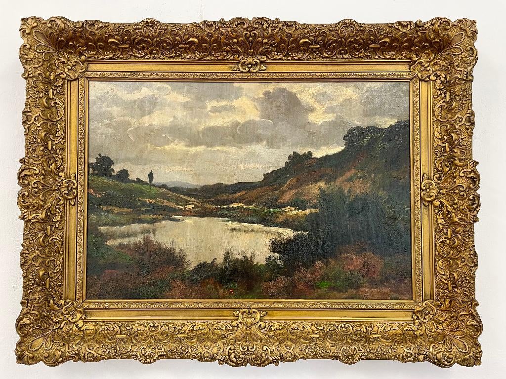 GROOT ANTIEK OLIEVERFSCHILDERIJ WILLEM DE ZWART - Landschap, Antiek en Kunst, Kunst | Schilderijen | Klassiek, Ophalen