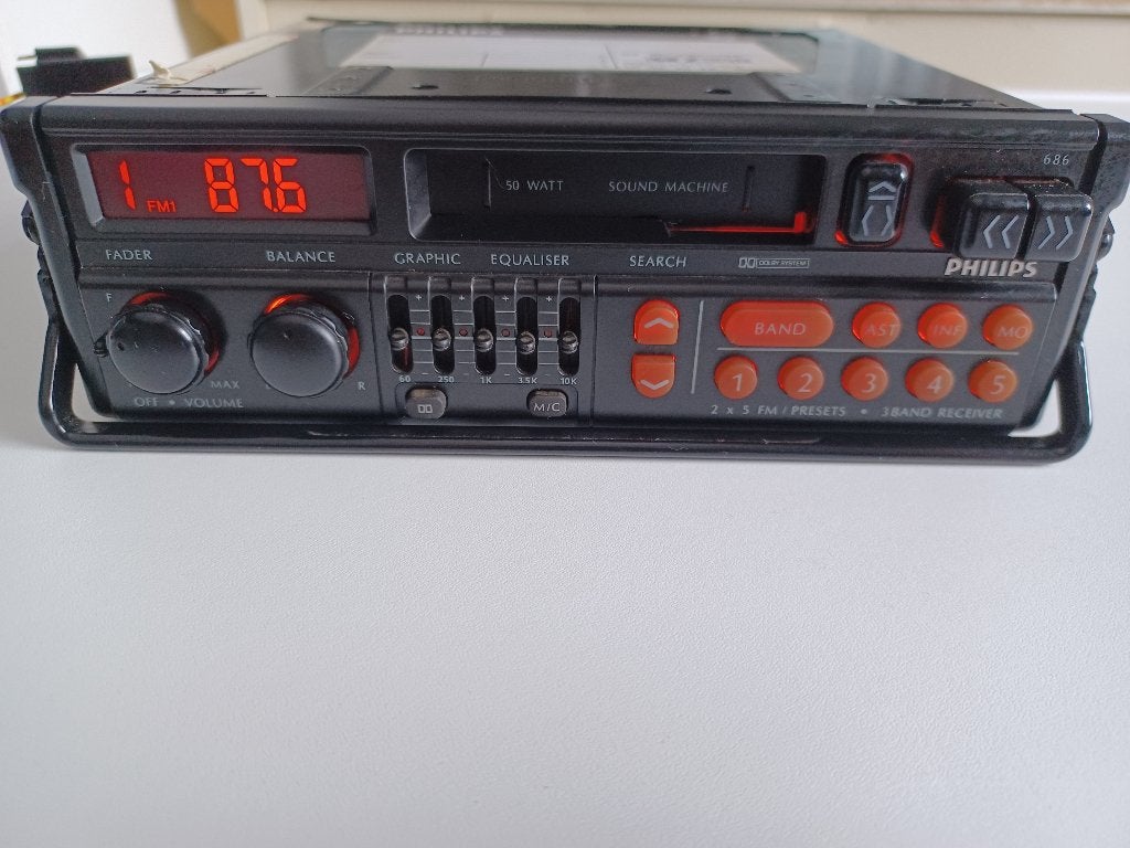 Philips 22 DC 686/32R vintage autoradio cassettespeler, Ophalen, Gebruikt