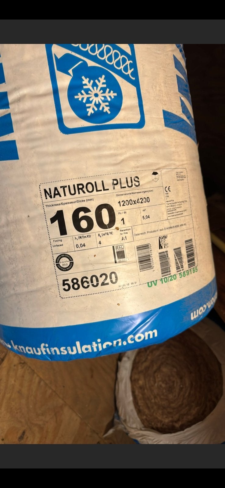 6 rollen Knauf Naturoll Plus Glaswol 16 cm/5,04 m2  m², Ophalen, 12 cm of meer, Nieuw, 5 tot 10 m²