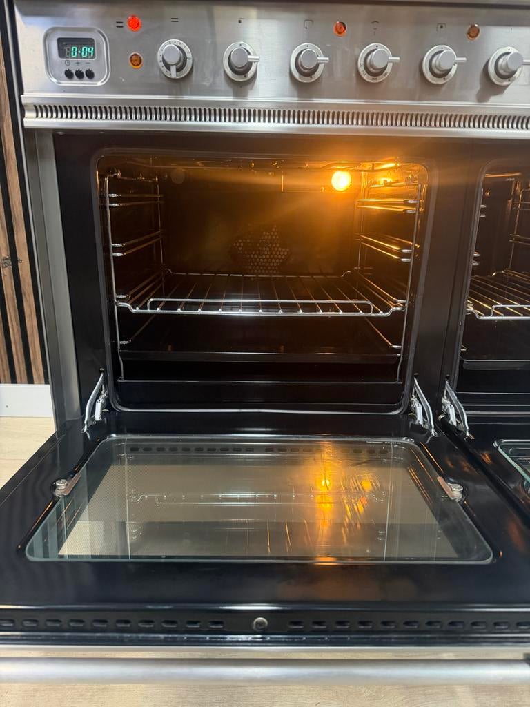 Mooie Rvs Boretti Gasfornuis 90 cm (Gratis bezorgen), 5258sh, Hete lucht, 60 cm of meer, Ophalen of Verzenden