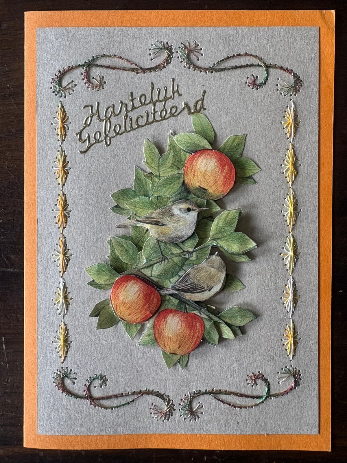 Nieuwe zelfgemaakte kaart met borduur 3D Gefeliciteerd, Hobby en Vrije tijd, Kaarten | Zelfgemaakt, Ophalen of Verzenden, Nieuw