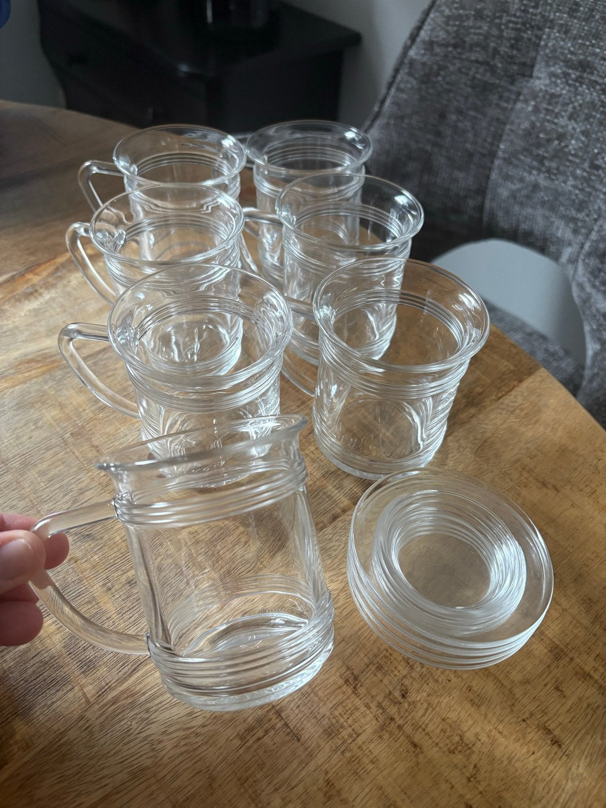 Pickwick theeglazen 7 stuks met tips - Zo goed als nieuw, Ophalen, Zo goed als nieuw, Overige merken, Glas