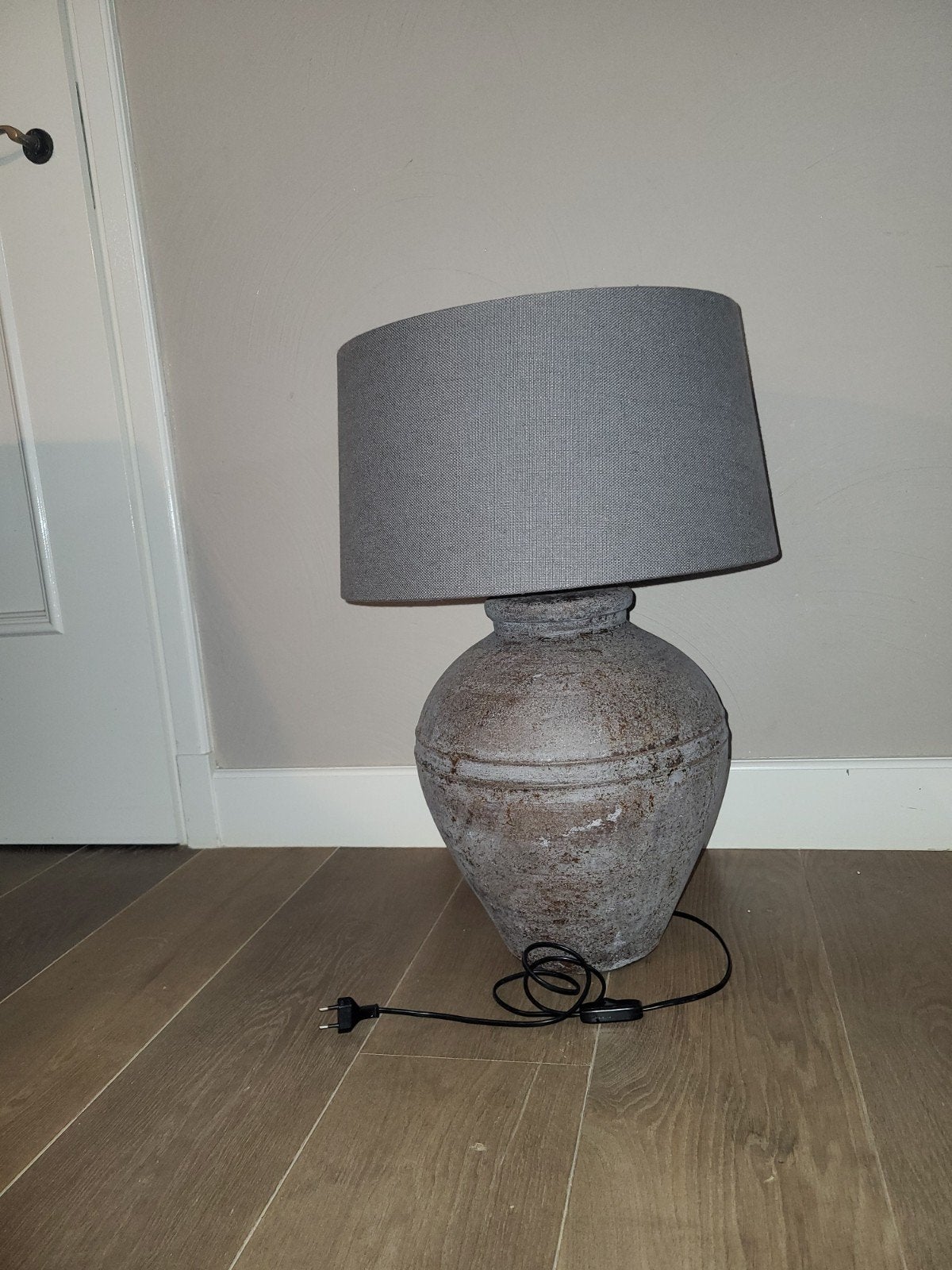 nette grote kruiklamp, grijze kap, Ophalen, E27 (groot), Met kap, Grijs