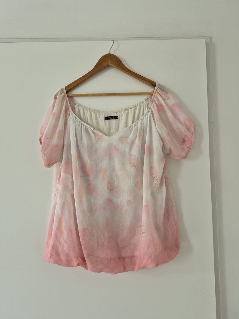 Blouse Camillia maat L dames - wit / roze, Camillia, Wit, Maat 42/44 (L), Ophalen of Verzenden