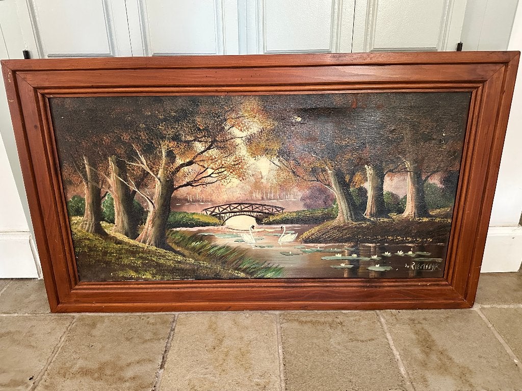 Schilderij J v Riemsdijk, kleine beschadiging, Ophalen of Verzenden