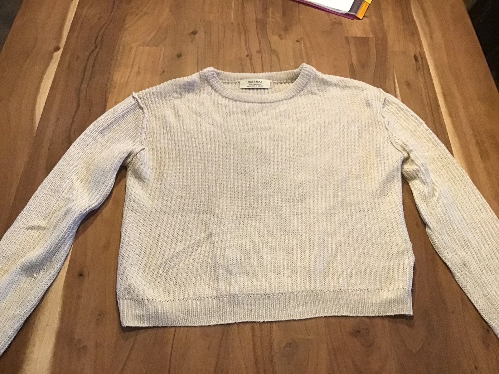 Trui M zandkleurig Pull&Bear. Lange mouw ronde hals, Ophalen of Verzenden, Zo goed als nieuw