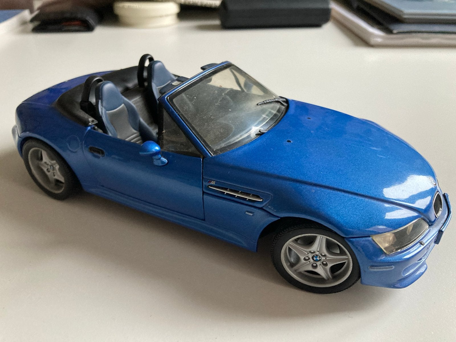 BMW Z3 Roadster modelauto - Blauw (schaalmodel), Ophalen of Verzenden, Gebruikt