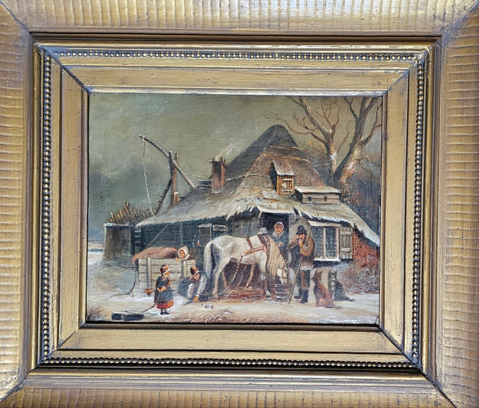 Adrianus Marijnissen - Oud Hollands wintergezicht op paneel, Ophalen, Paneel, Bijzondere lijst, Oud hollands
