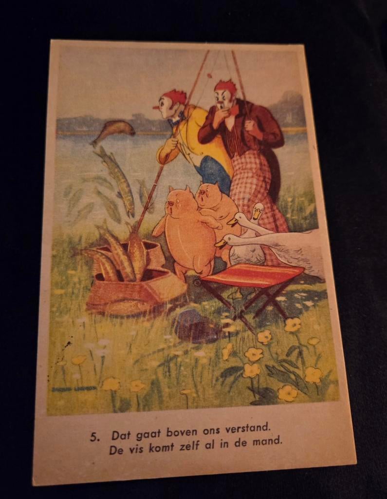Clowns aan het vissen, Verzenden, 1940 tot 1960, Ongelopen, Kinderen