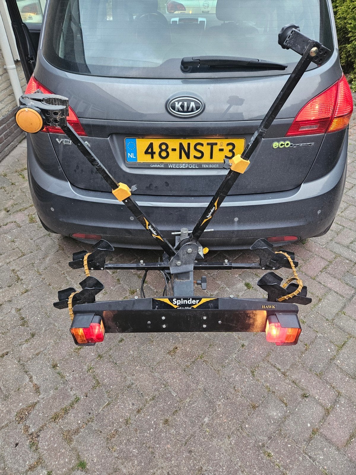 Spinder Falcon fietsendrager kantelbaar voor 2 fietsen, Ophalen, 2 fietsen, Gebruikt, Trekhaakdrager