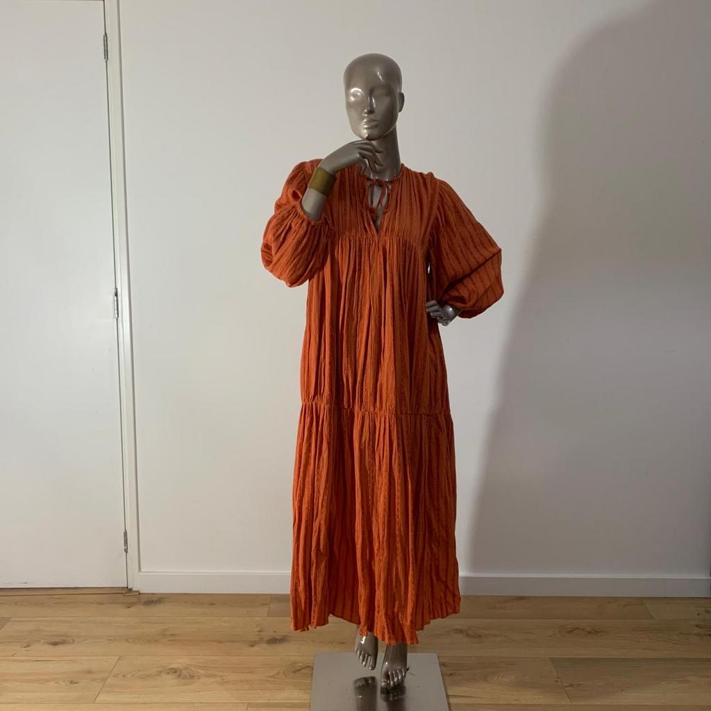 Lange gestreepte blouse met franjes, Maat 38/40 (M), Blauw, Ophalen of Verzenden, Zo goed als nieuw