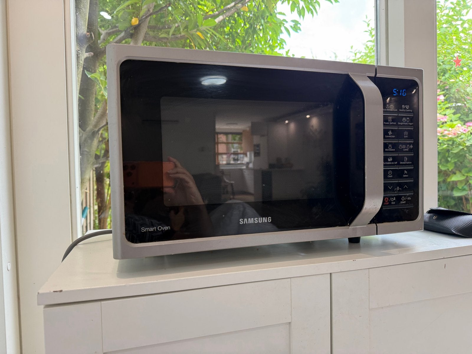 Samsung Smart Oven Combimagnetron - Zilver/Zwart, Ophalen, Combimagnetron, Gebruikt, Grill