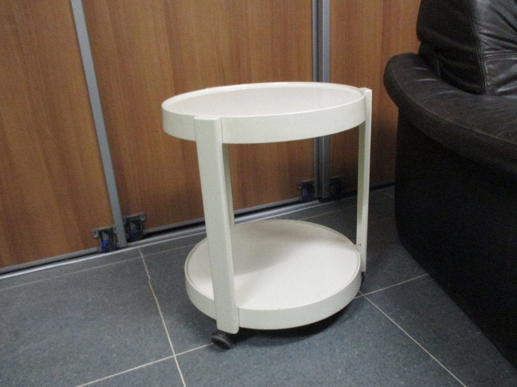 Trolley serveerwagen wit kunststof design jaren 70 retro, Gebruikt, ?, Kunststof, Wit