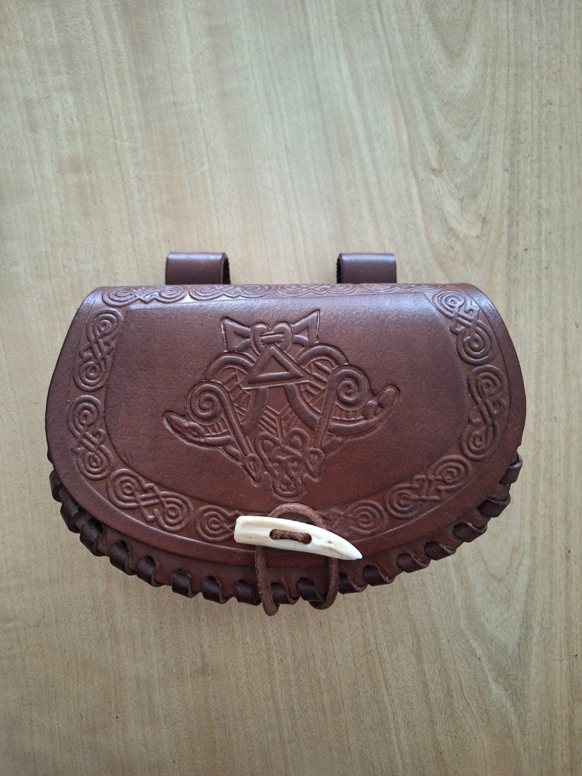 Mooie leren Keltische heuptas - replica kasteel Vianden, Ophalen of Verzenden, Zo goed als nieuw