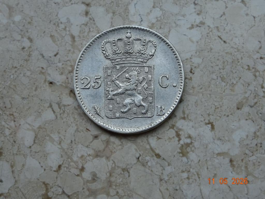 25 cent 1826B, Verzenden, Zilver, 25 cent, Koning Willem I