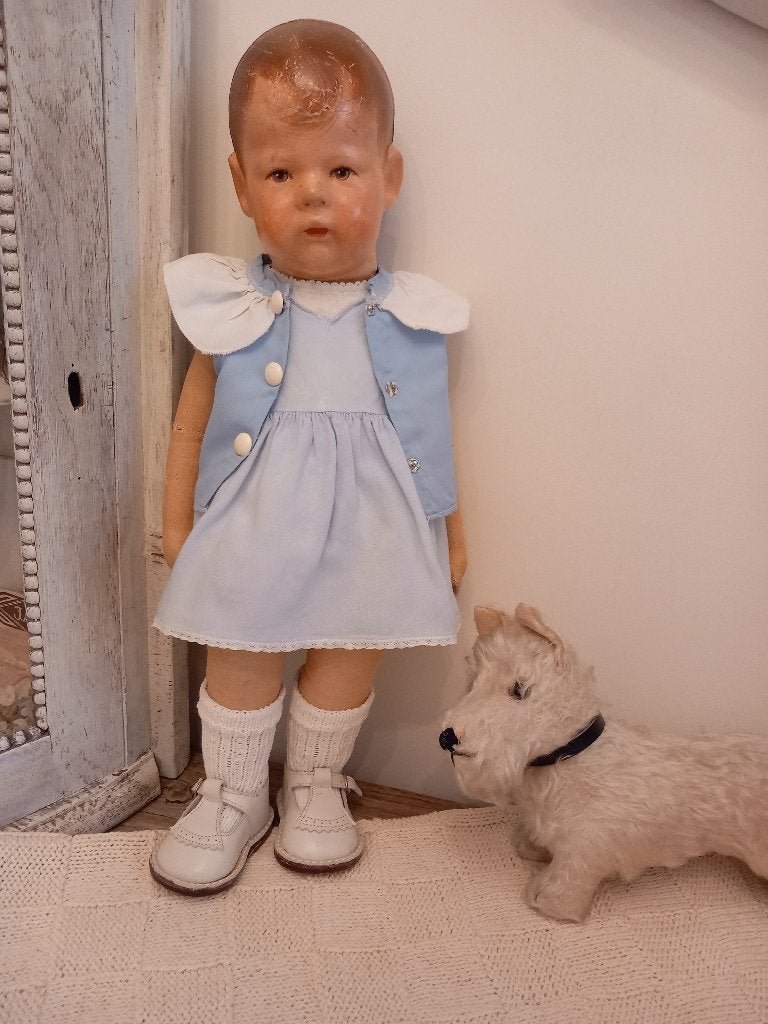 Vintage poppenjurkje met bloesje. jaren 50., Verzamelen, Poppen, Ophalen, Gebruikt, Kleertjes