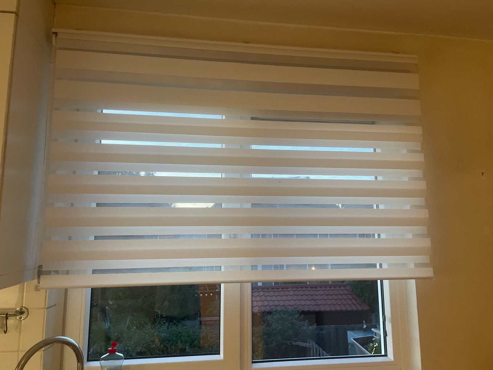 Duo rolgordijn 158x150 cm - Crème/Wit, Ophalen, Zo goed als nieuw, Crème, Duo rolgordijn